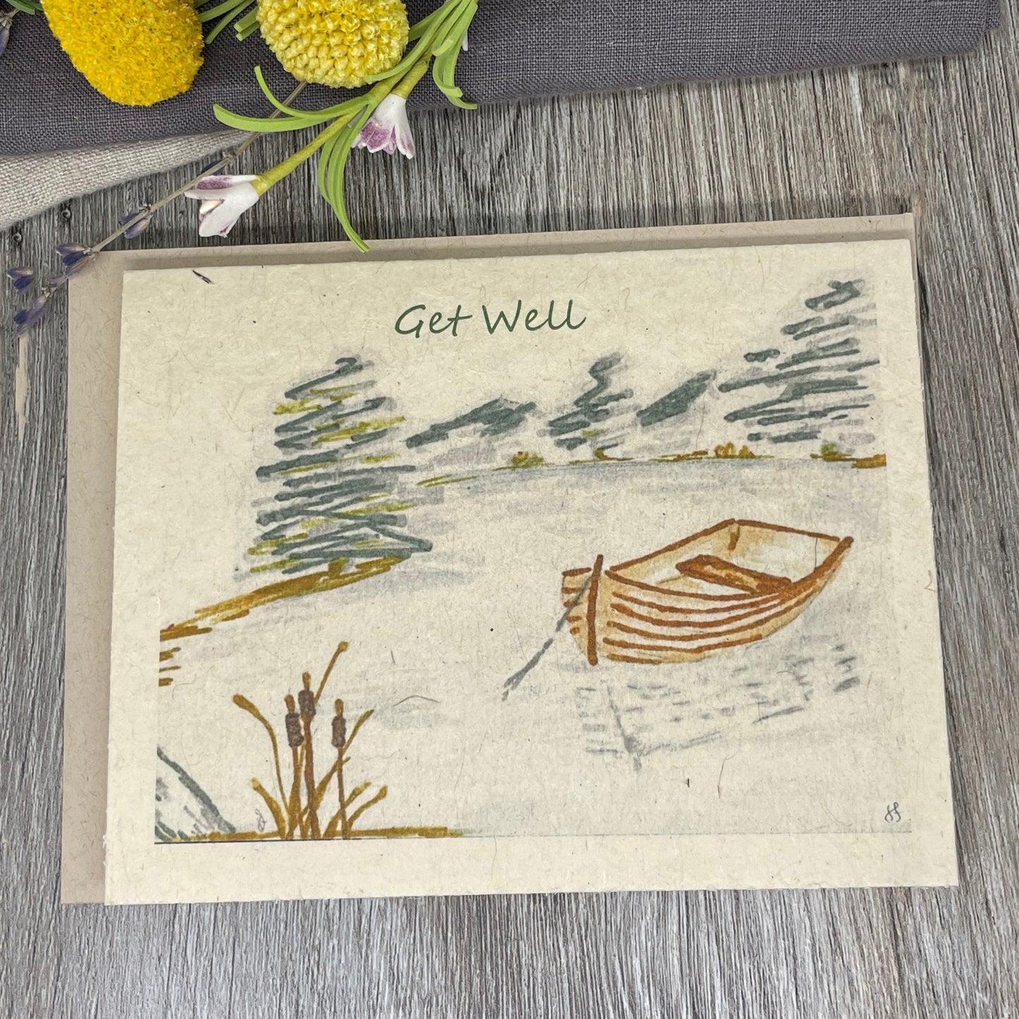 Get Well | Plantable Card | Hand Drawn | Wildflower Seed Paper | Boat