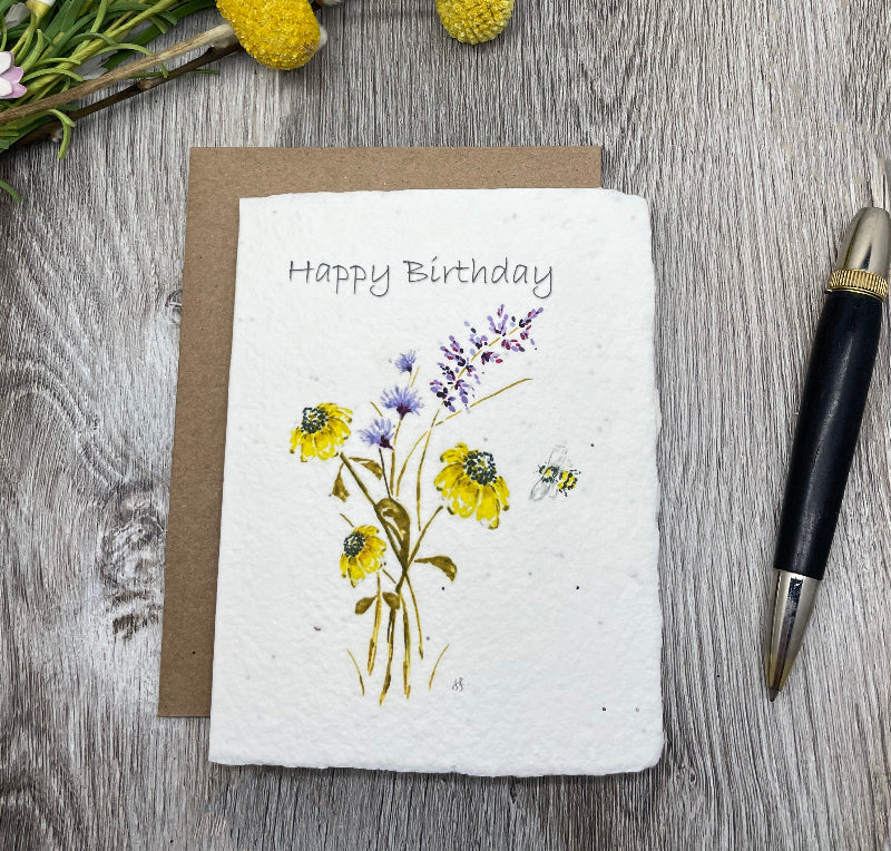 Birthday | Plantable Card | Bee with Flowers