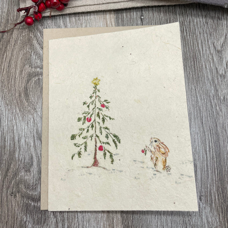 rabbits bunnies bunny. holiday christmas plantable cards. wildflower seeds. holiday cards. merry christmas bulk cards. 