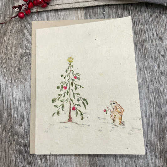 rabbits bunnies bunny. holiday christmas plantable cards. wildflower seeds. holiday cards. merry christmas bulk cards. 