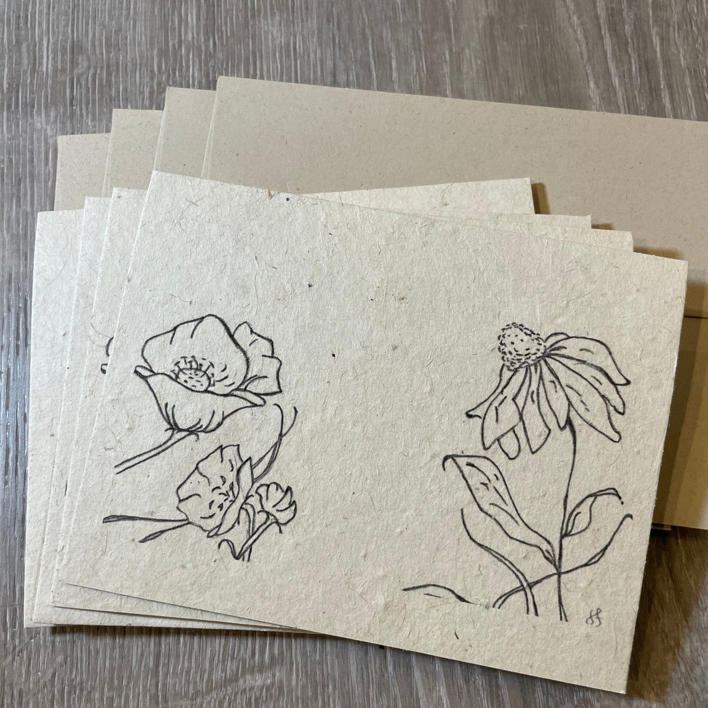 Wildflowers |  Plantable card | Hand Drawn | Wildflower Seed Paper | Charcoal Flowers