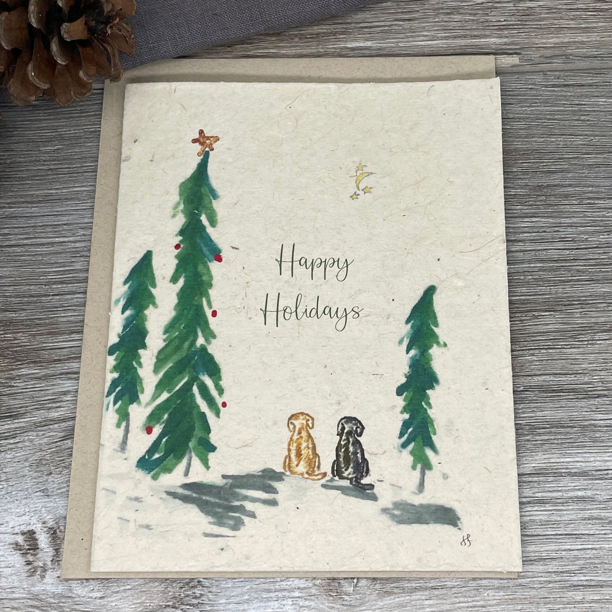 Holiday Card. Christmas Card. Bulk. Dogs. Labrador. Plantable card. Wildflower Seed paper. 1 Simple Seed.