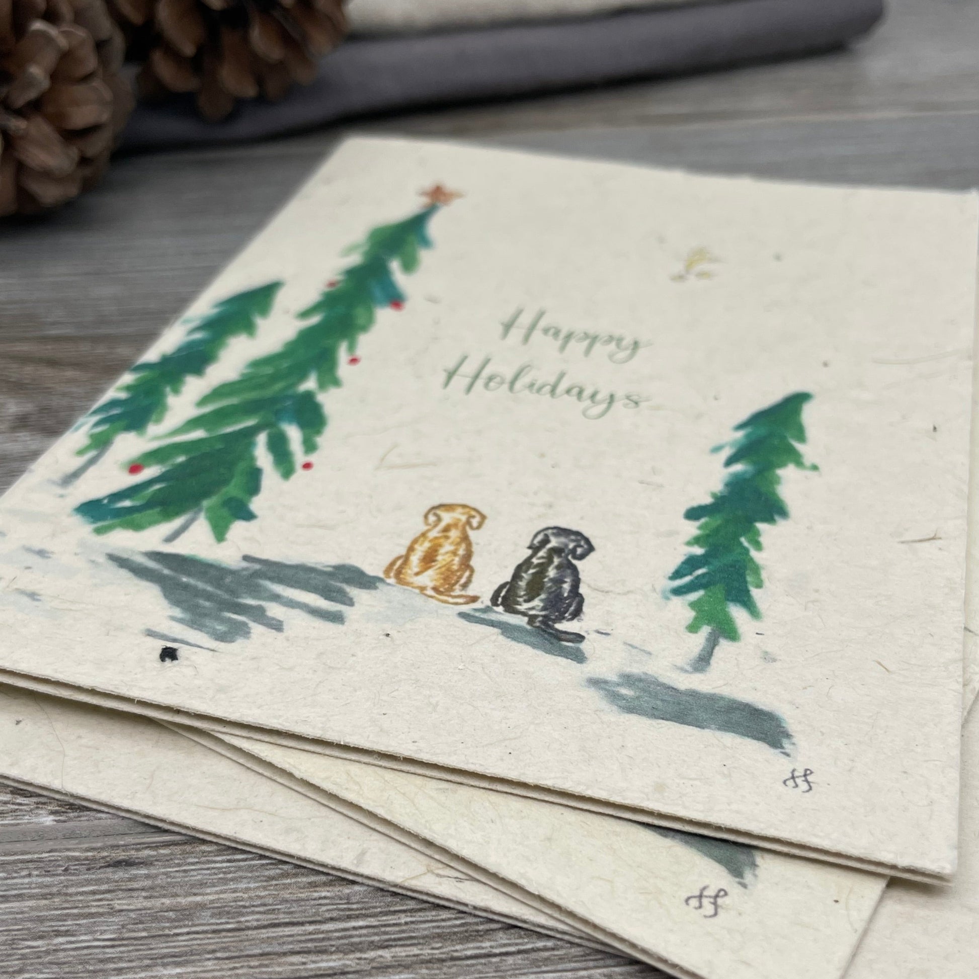 Holiday Card. Plantable Seed Paper. Dogs. plantable seed paper. dog christmas card. holiday card with dogs. plantable cards. unique cards. wildflower seed paper.