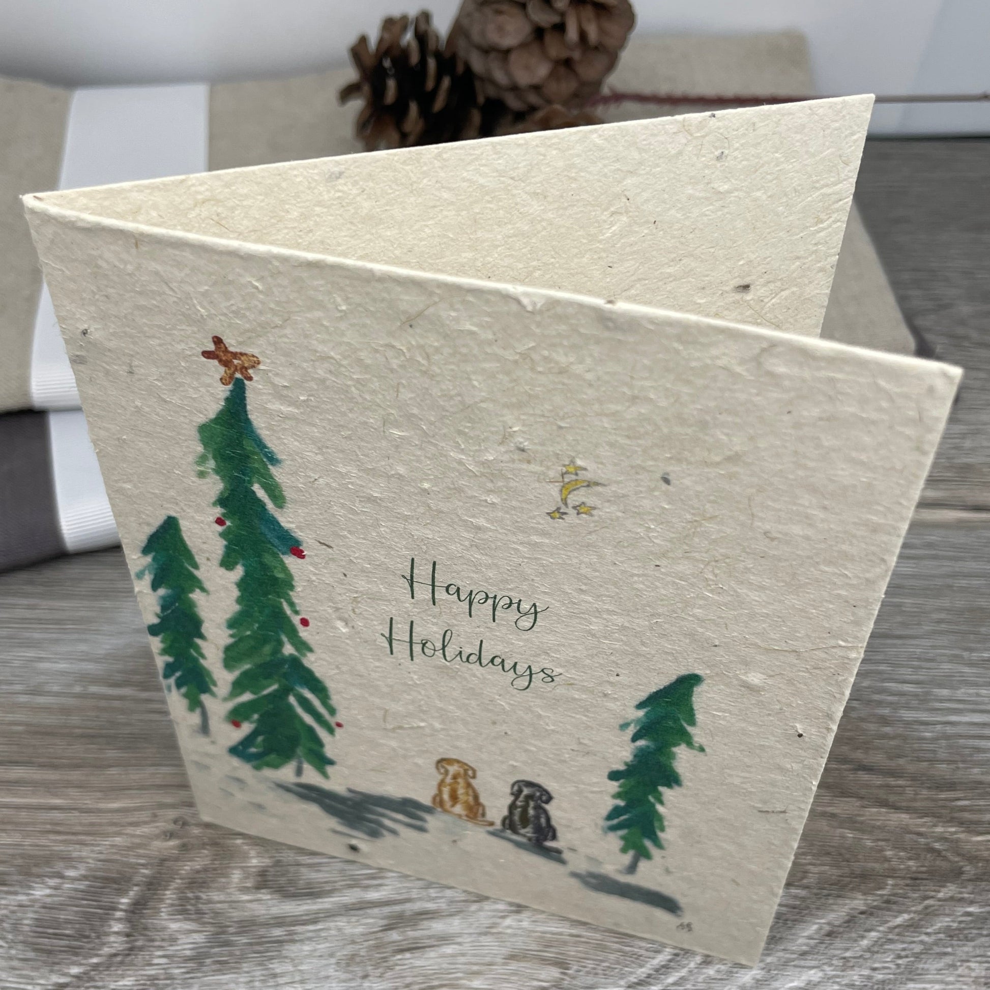 Holiday Card. Plantable Seed Paper. Dogs. plantable seed paper. dog christmas card. holiday card with dogs. plantable cards. unique cards. wildflower seed paper.