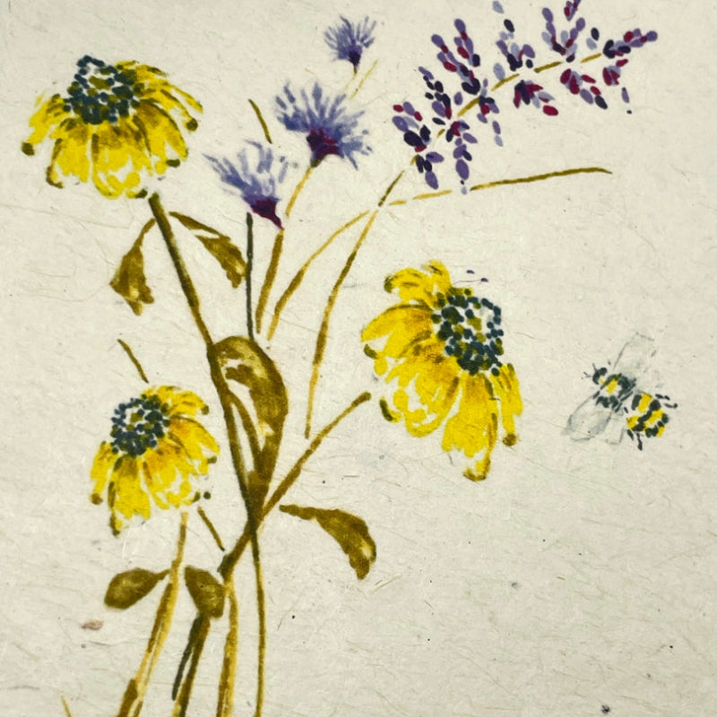 Bee lover. flowers wildflowers. coneflowers. garden card bulk cards Plantable. yellow vintage. boho rustic
