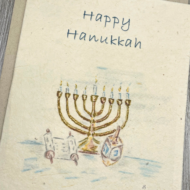 happy hanukkah, Holiday card.  plantable card. plantable paper. wildflower seed paper. jewish. 