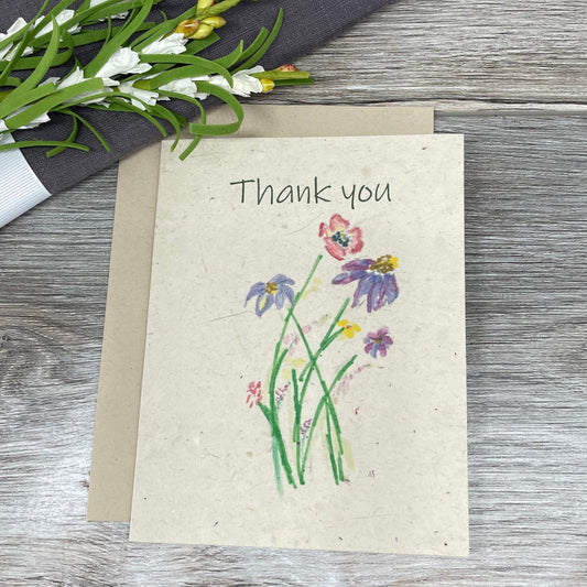 Thank you. wildflowers. Wedding. Bridal shower. baby shower. thank you card for guests. plantable seed paper. plantable card. farmhouse. rustic. boho. unique.