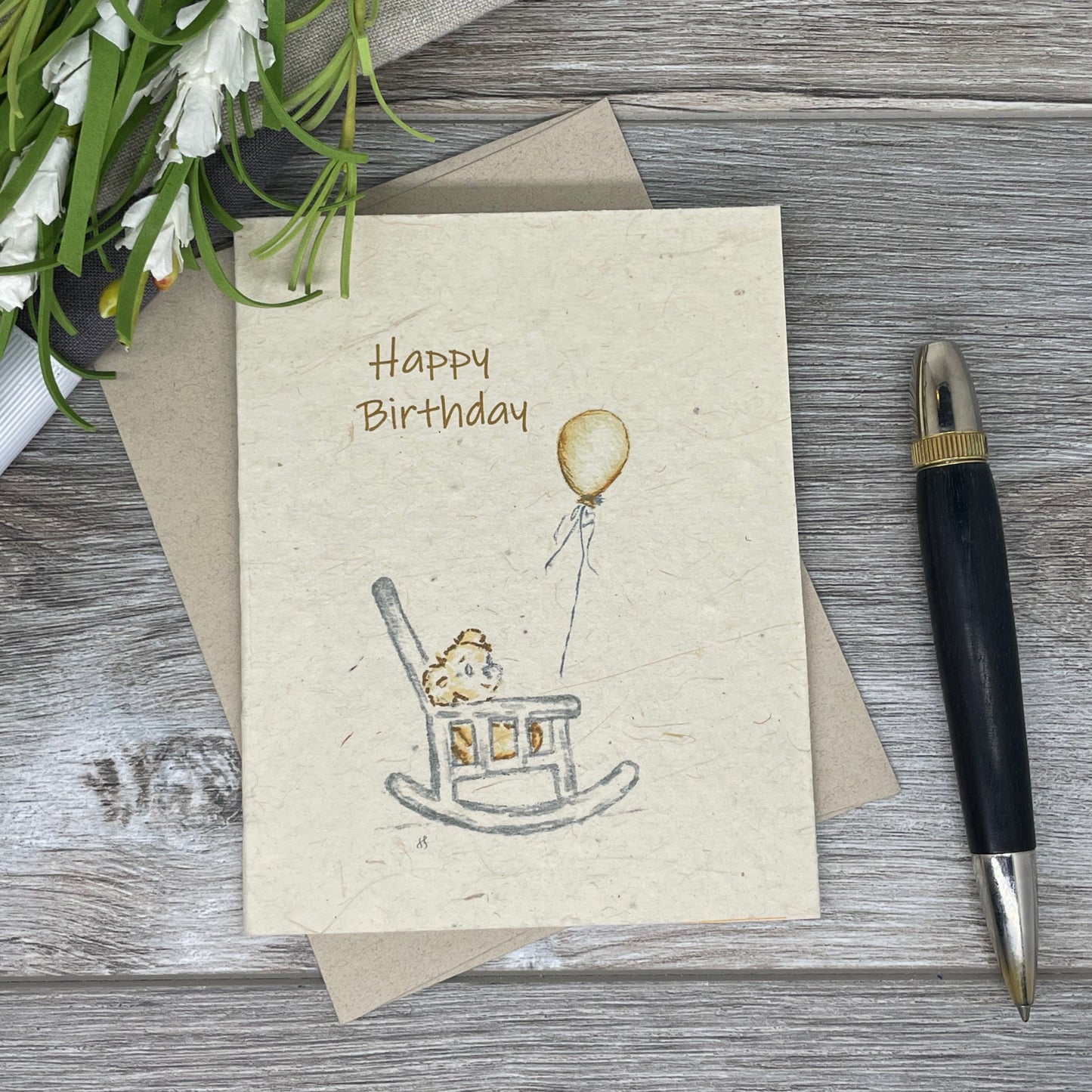 Happy Birthday | Teddy Bear  | Hand Drawn | Plantable Seed Paper