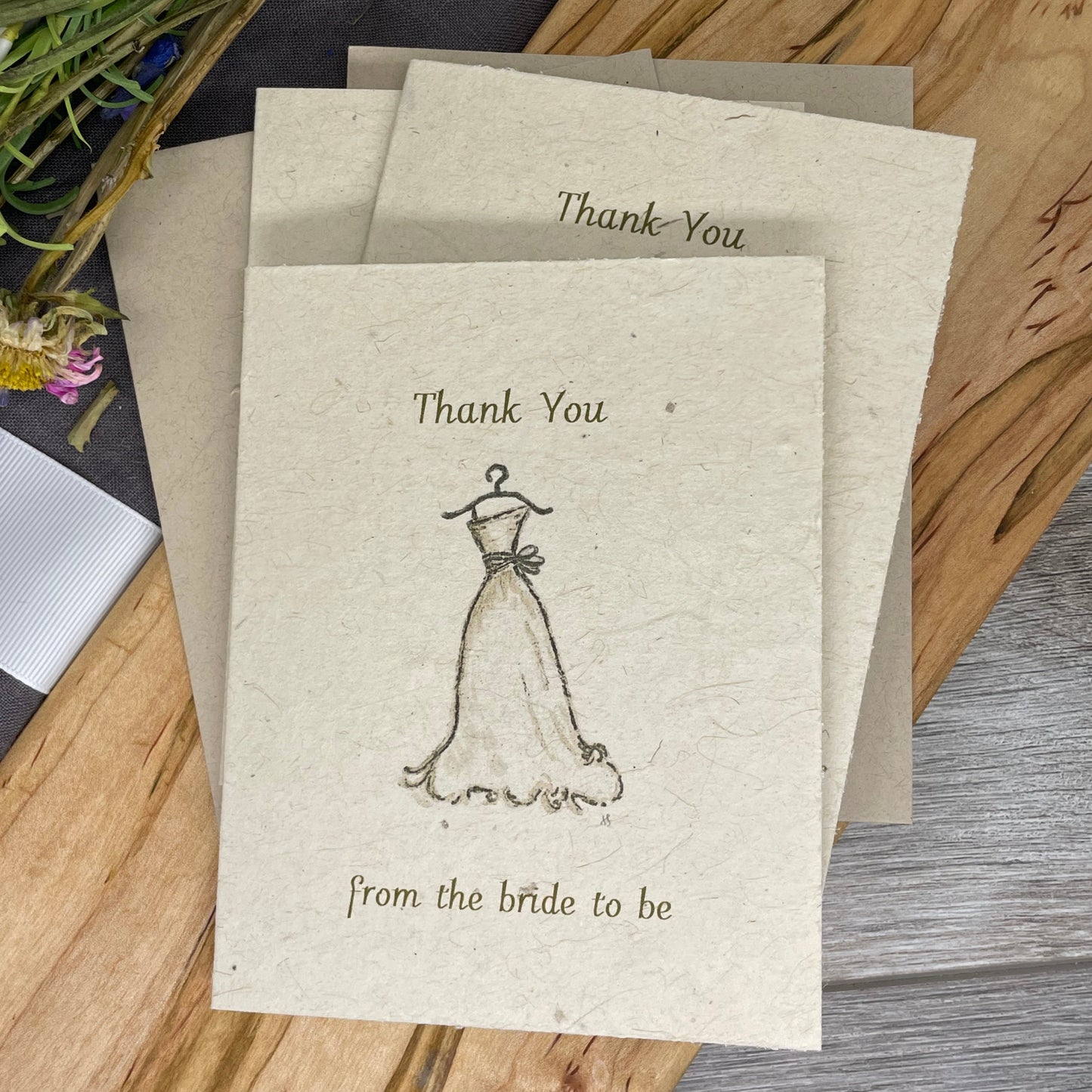 Thank You | Plantable Card | Hand Drawn | Wildflower Seed Paper | From the Bride to Be