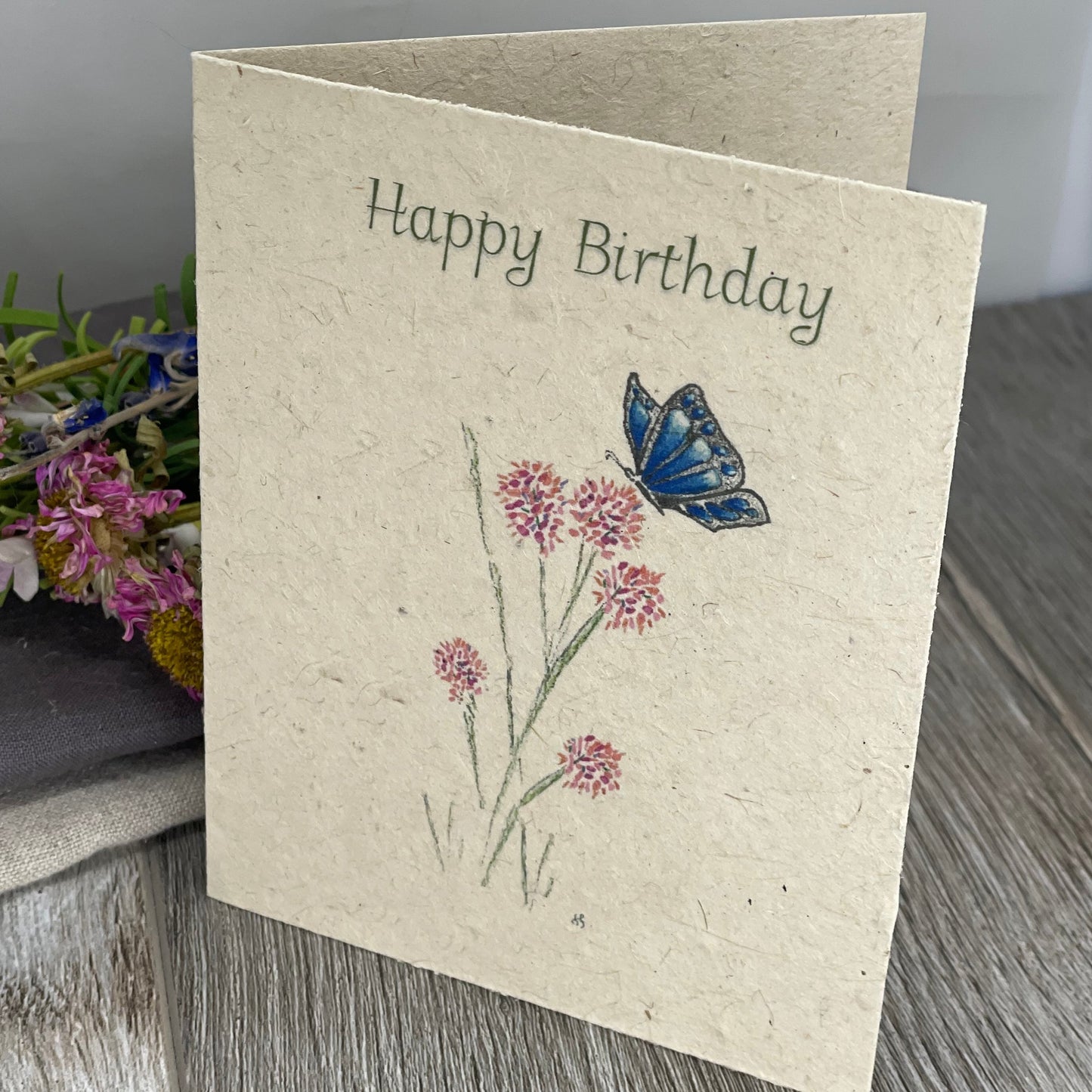 Birthday | Plantable Card  | Hand Drawn | Wildflower Seed Paper | Butterfly