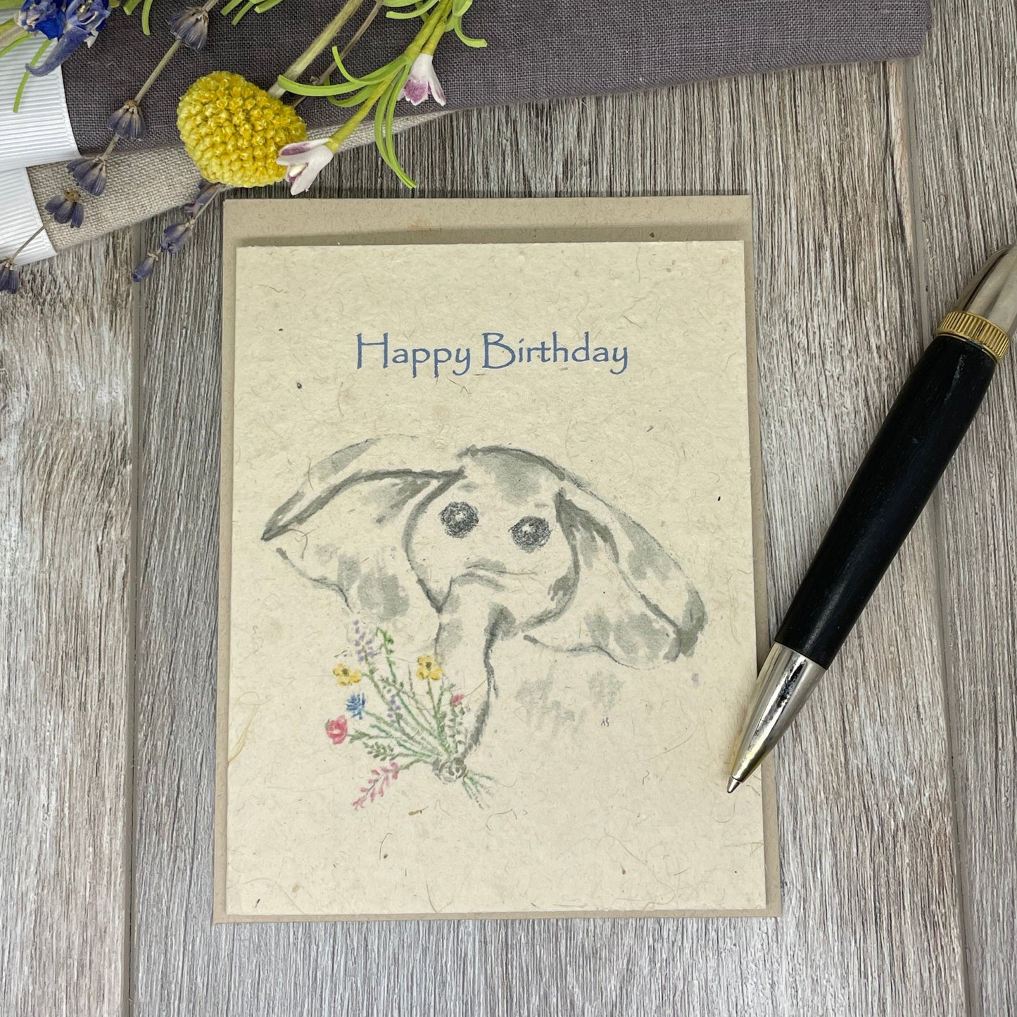 Birthday | Plantable Card | Hand Drawn |  Wildflower Seed Paper | Elephant Bouquet