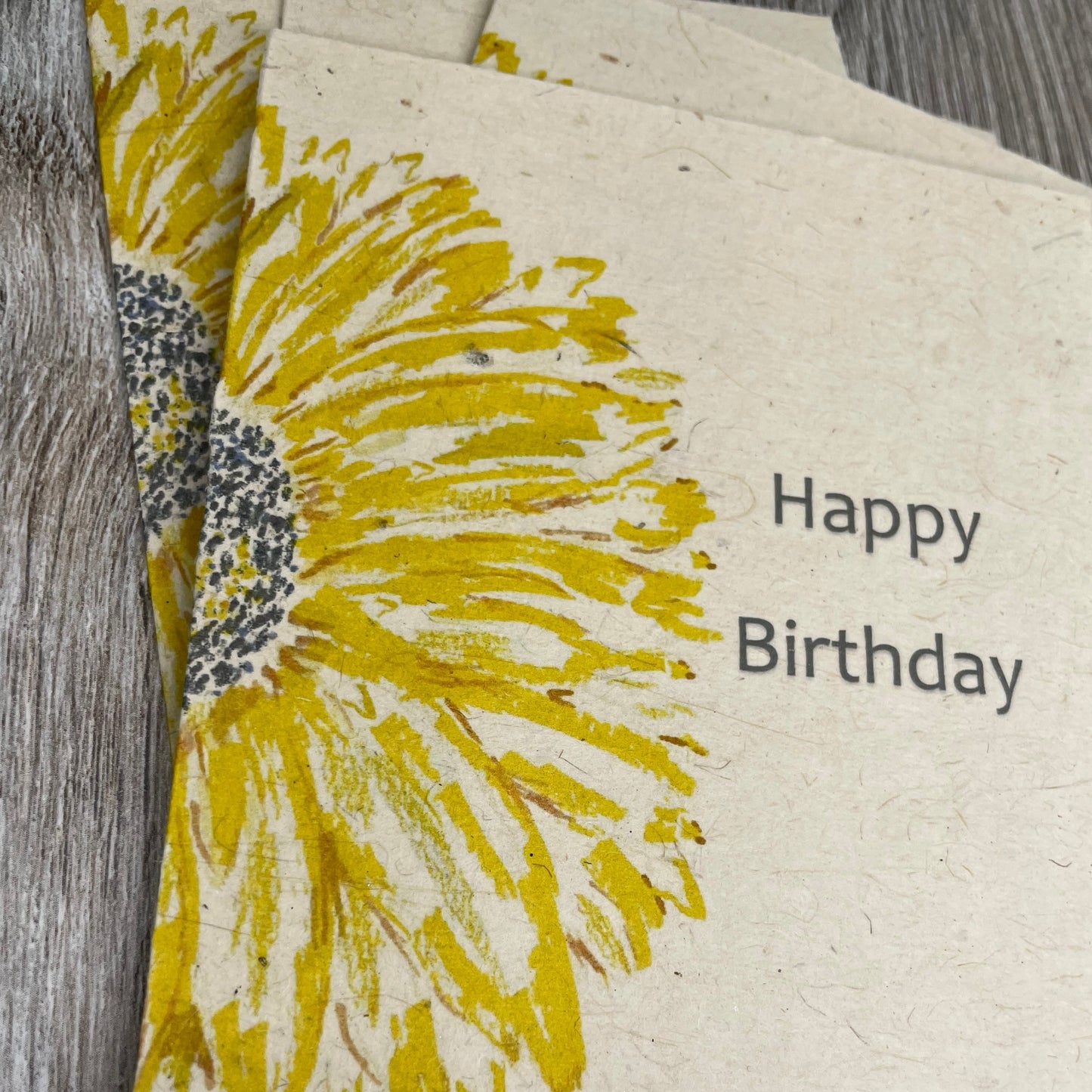 Birthday  | Plantable Card | Hand Drawn | Wildflower Seed Paper | Half Sunflower