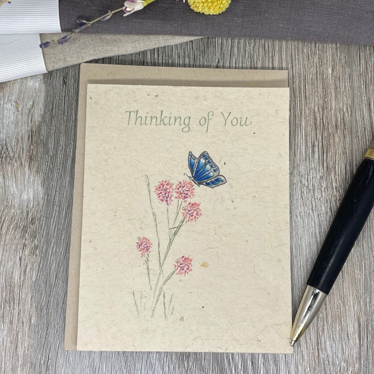 Wildflower Seed Paper.  Thinking of you. butterfly. plantable card. grief. sympathy. funeral. thinking of you card.