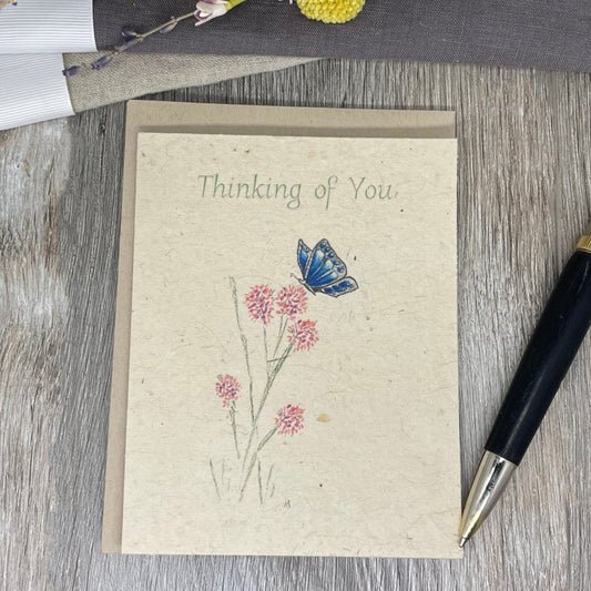 Wildflower Seed Paper.  Thinking of you. butterfly. plantable card. grief. sympathy. funeral. thinking of you card.