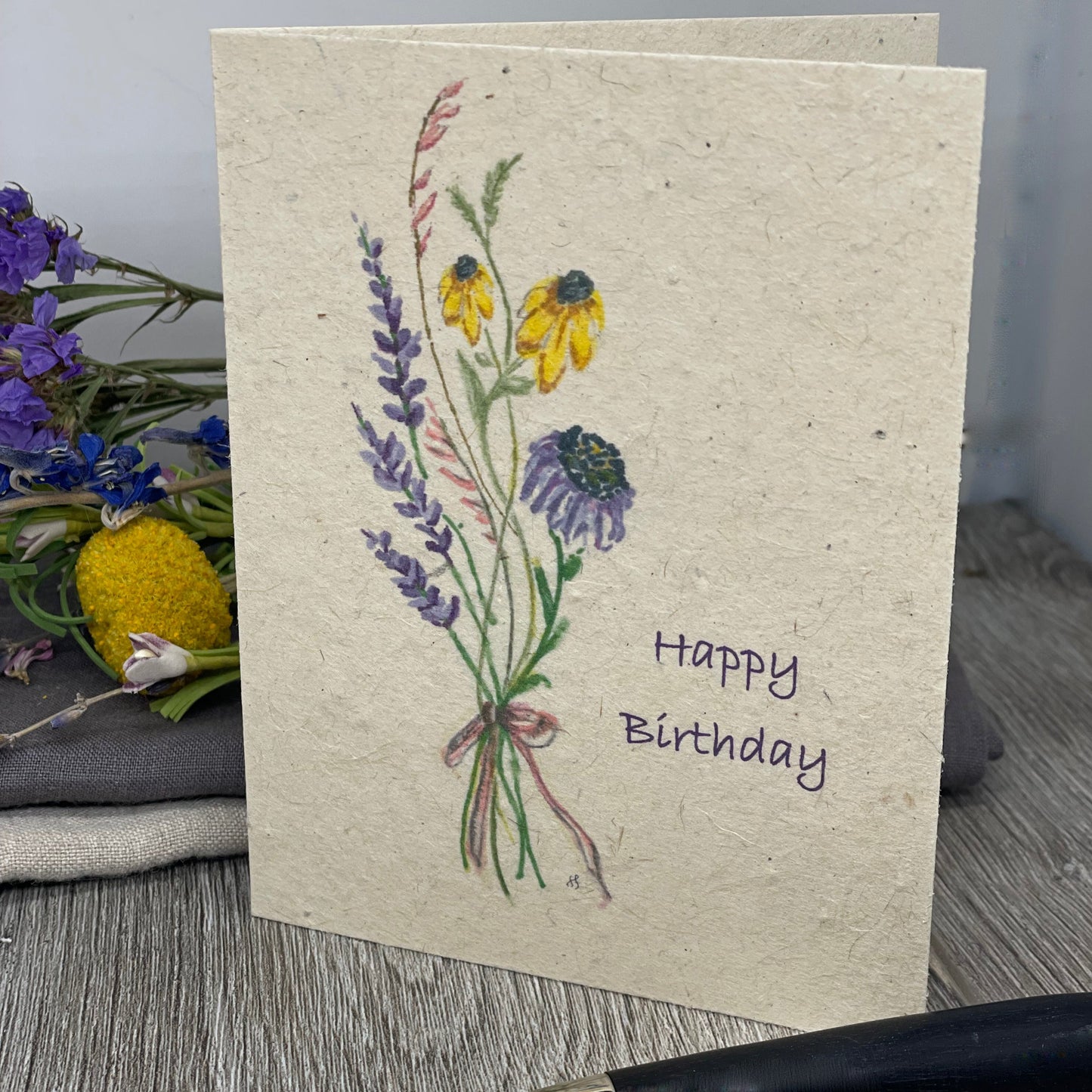 Happy Birthday | Plantable Card | Hand Drawn | Wildflower Seed Paper | Wildflower Bouquet