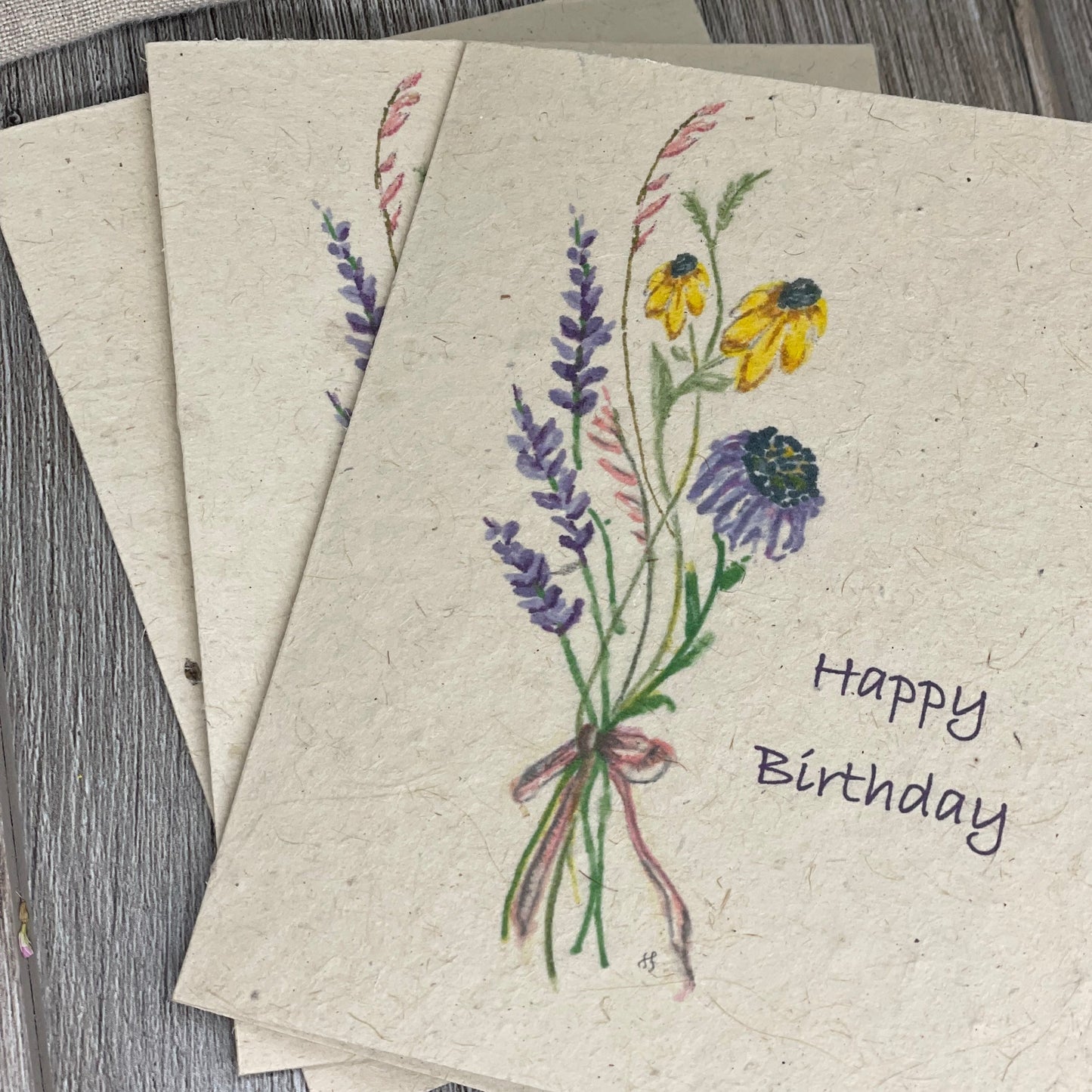 Happy Birthday | Plantable Card | Hand Drawn | Wildflower Seed Paper | Wildflower Bouquet