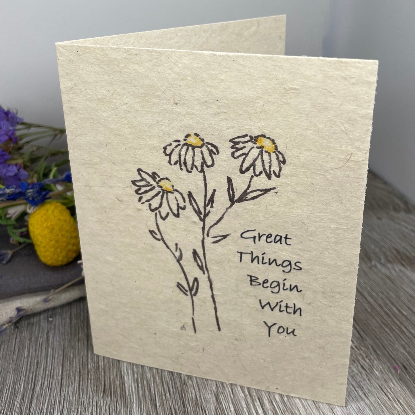 Great Things | Plantable Card |  Hand Drawn | Wildflower Seed Paper | Daisies