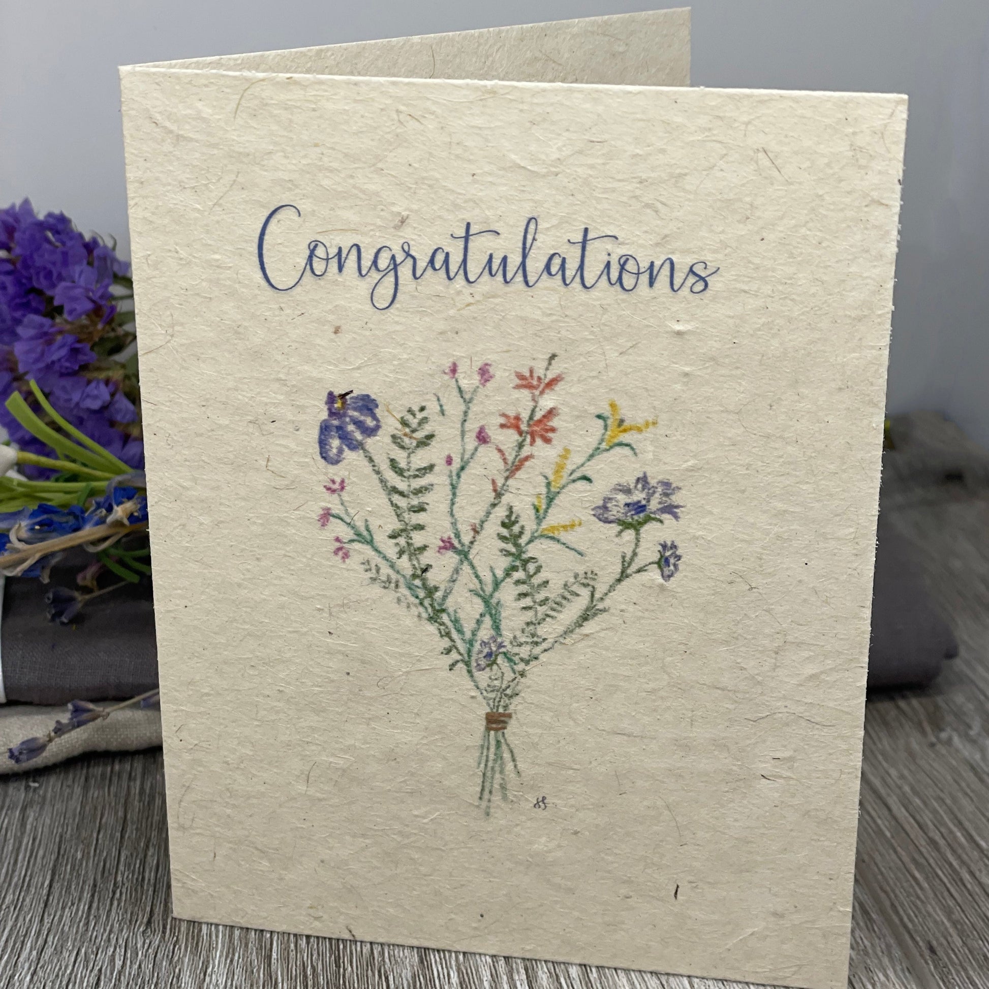 congratulations greeting card. blank card. wildflower seed paper. plantable card. gift for friend. hand drawn. watercolor art. cards
