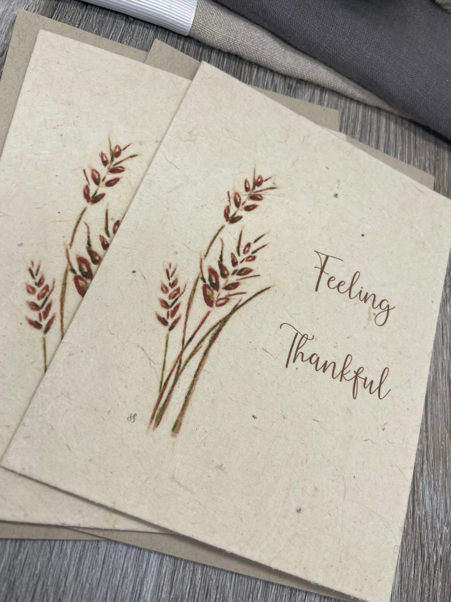 Thankful | Plantable Card | Hand  Drawn | Wildflower Seed Paper | Fall Wheat