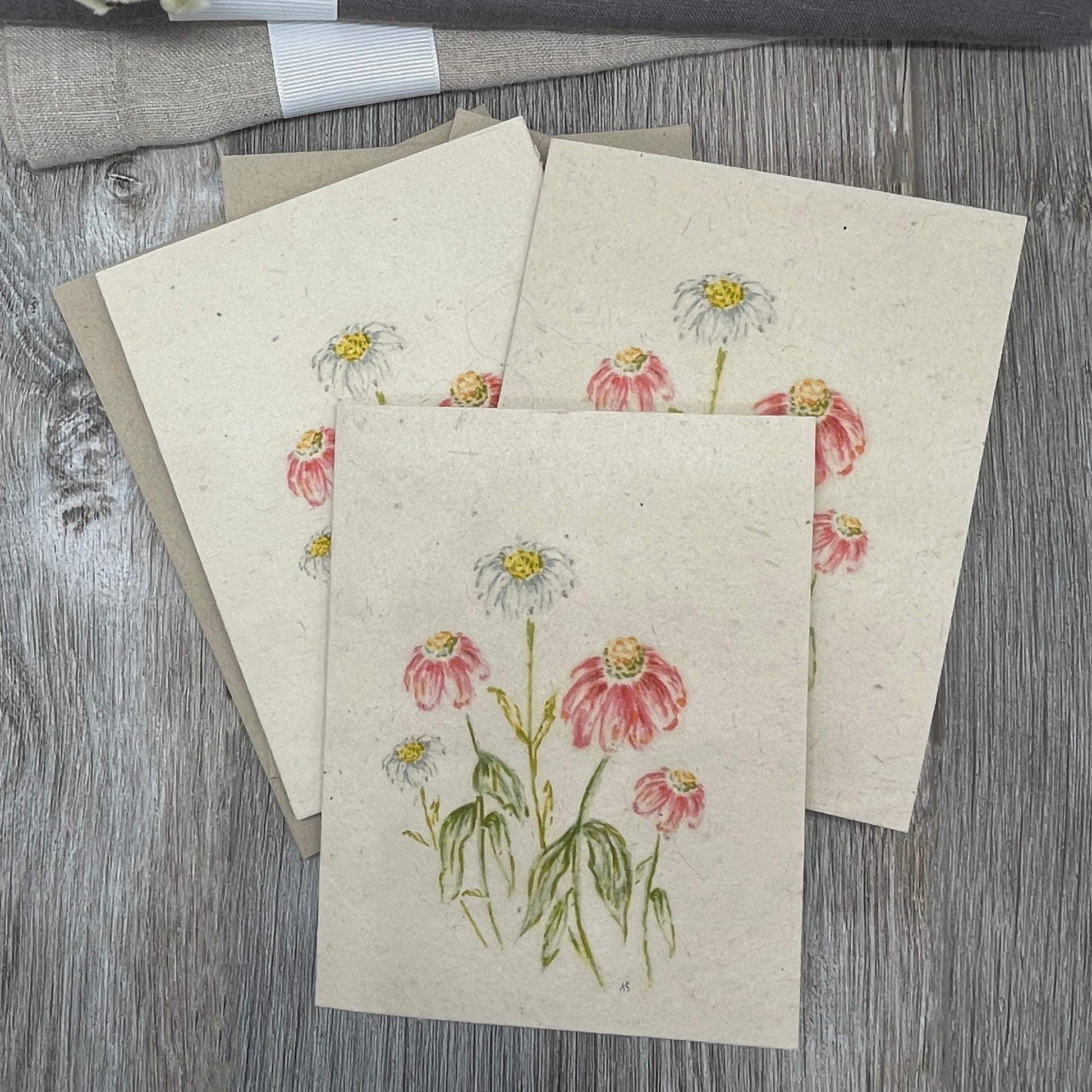 Plantable Card. Wildflower Seed Paper.  Red and White flowers
