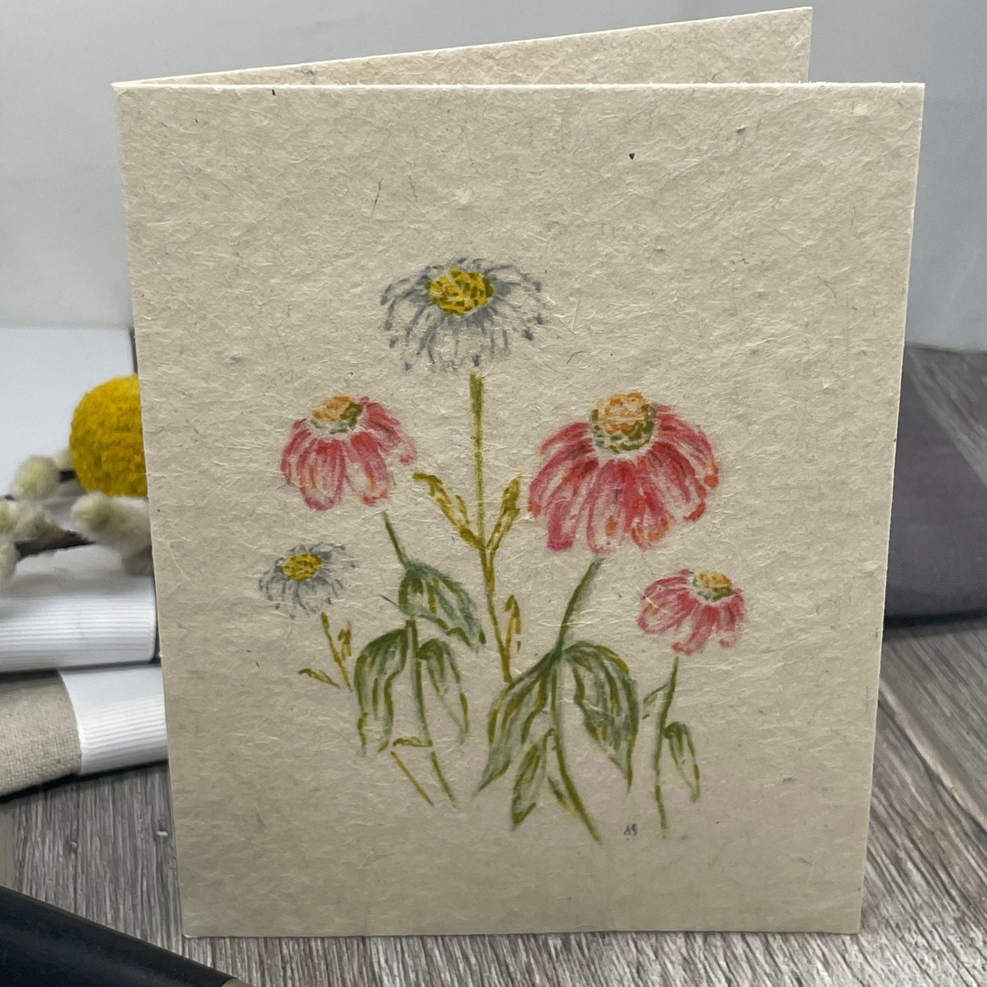 Plantable Card.  Red Flowers. Wildflower Seed paper.
