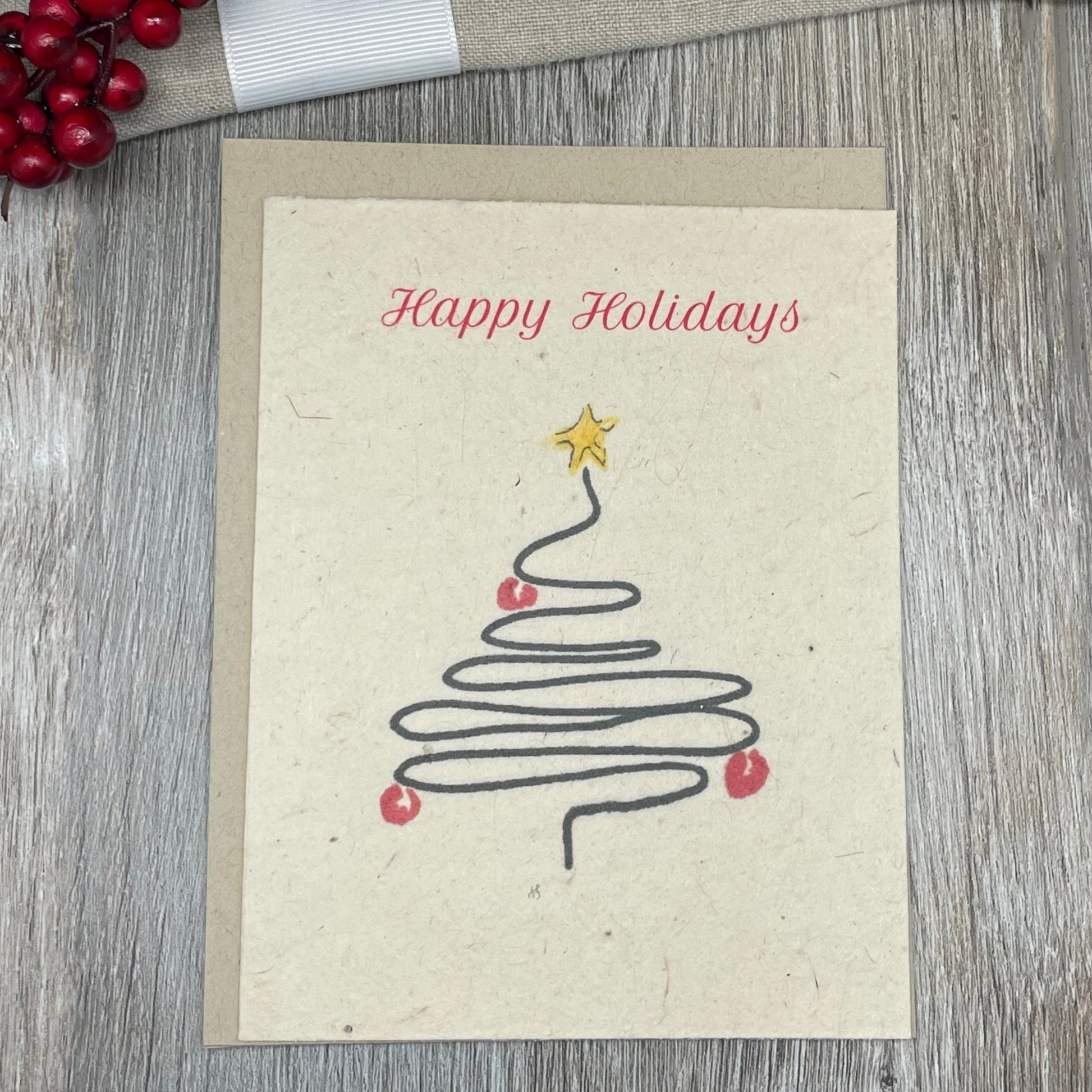 Modern Christmas Tree.  Modern Holiday Card.  Plantable Seed paper. Wildflower Seed Paper.  Plantable Card.  Unique Card.  Holiday Card bulk.