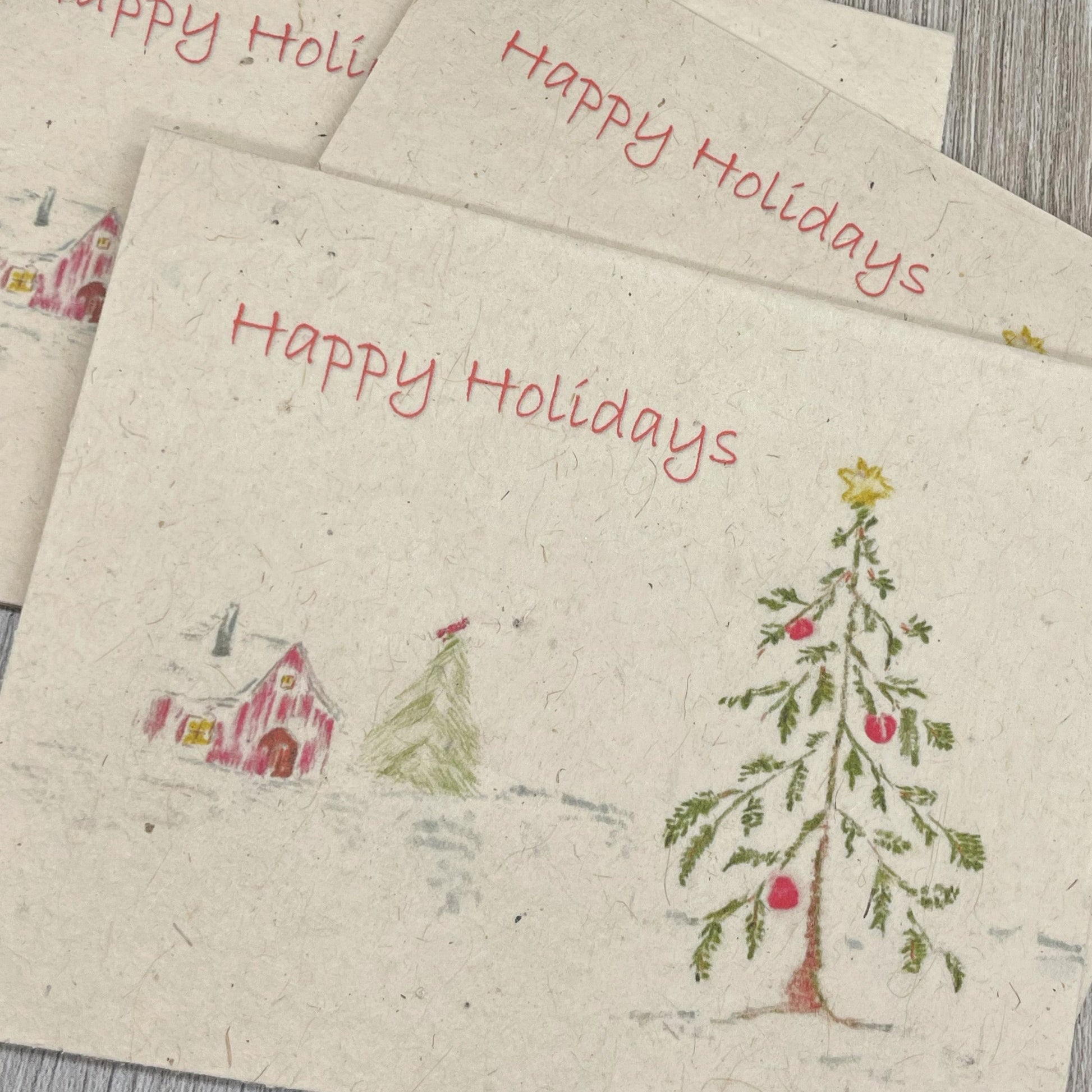 Plantable Holiday Card.  Rustic card. Barn. Farmhouse Holiday. Christmas Card.  Bulk Card. Plantable Christmas Card.