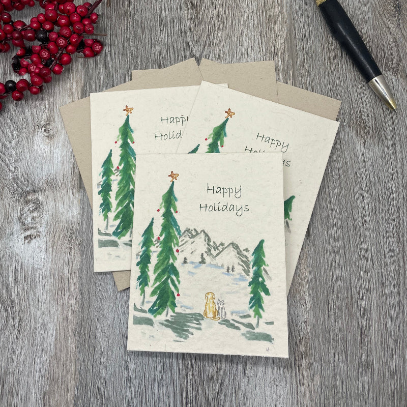 Wildflower Seed Paper. Plantable Cards. Dog cat lover. Holiday. Merry Christmas. Camping Outdoor lover. Labrador. grey cat gray cat. mountains. 