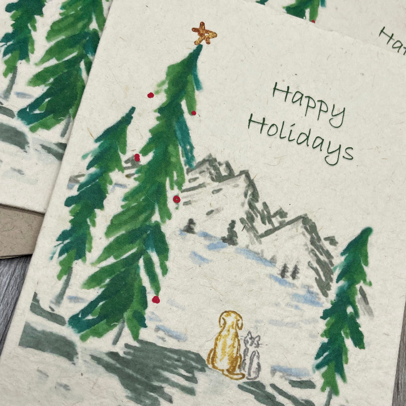 Wildflower Seed Paper. Plantable Cards. Dog cat lover. Holiday. Merry Christmas. Camping Outdoor lover. Labrador. grey cat gray cat. mountains. 
