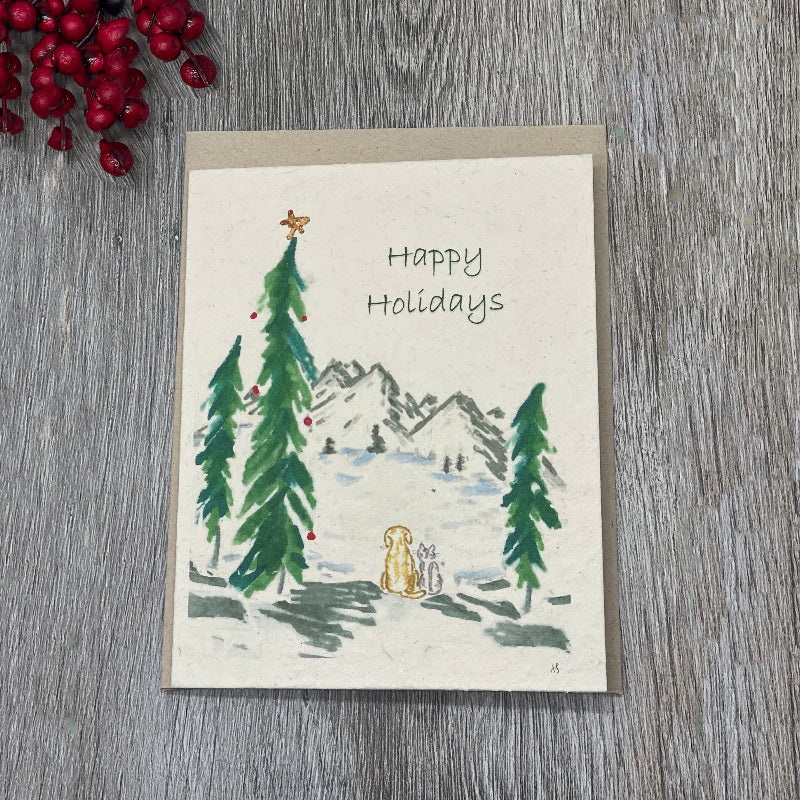 Wildflower Seed Paper. Plantable Cards. Dog cat lover. Holiday. Merry Christmas. Camping Outdoor lover. Labrador. grey cat gray cat. mountains. 