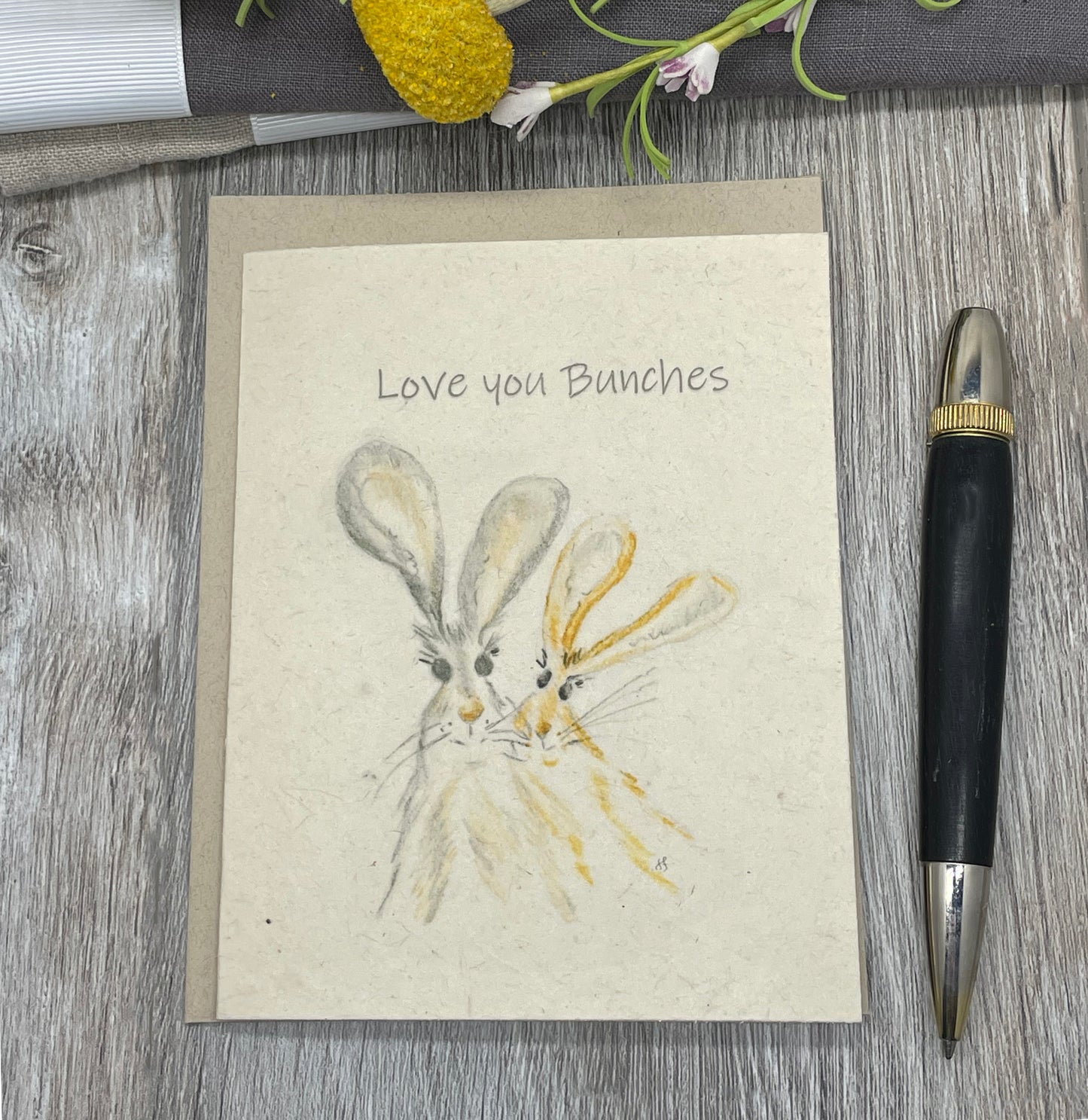 Love You Bunches | Plantable Card | Hand Drawn | Wildflower Seed Paper