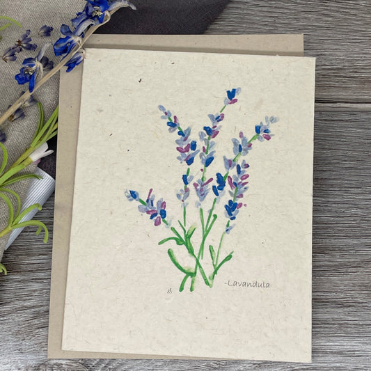 lavender card. lavandula. wildflower seed paper. wildflowers. Plantable Card.
