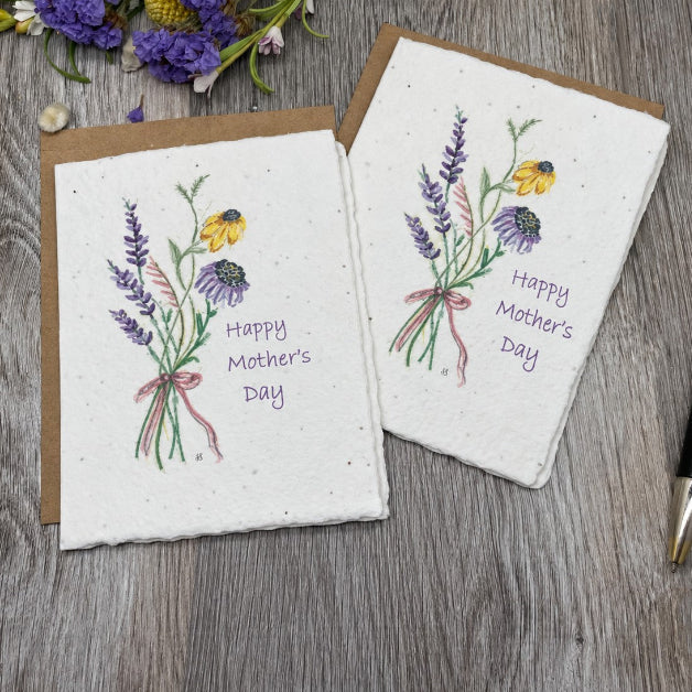 mothers day card. plantable wildflower seed paper. floral