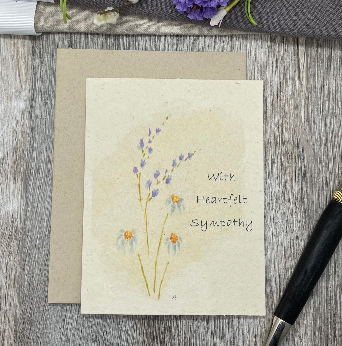 With Heartfelt Sympathy  | Plantable Card | Lavender w/Daisies