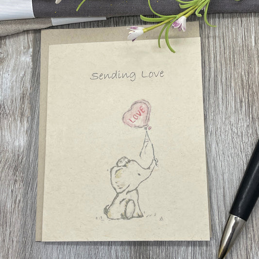 Elephant. Sending Love. Plantable Card. Baby shower. congratulations.  bridal shower. box set. love  card. friendship card.  childrens card. 