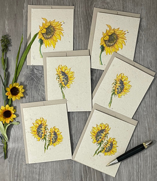 Sunflowers. Plantable Cards. Wildflower seed paper.