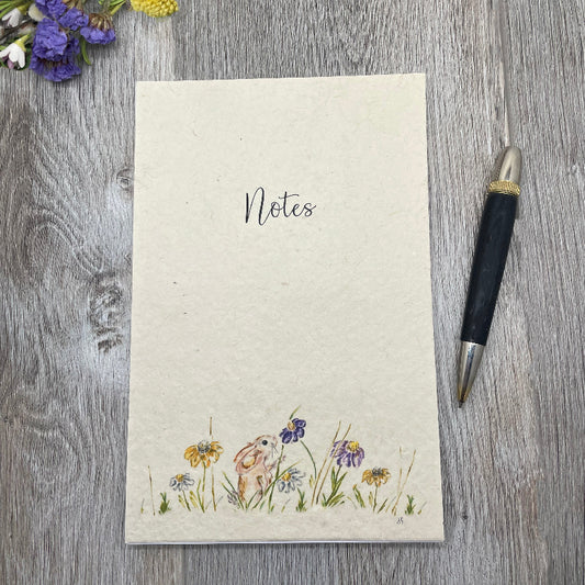 notepad. writing pad. gift. birthday. anniversary. graduation. holiday. christmas. plantable paper. rabbit. bunny. wildflowers. sunflowers. kids. teacher