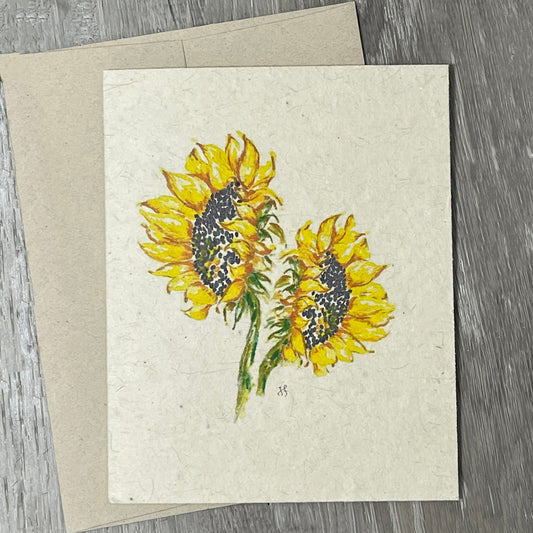 sunflower. Wildflower Seed Paper. Plantable Card. Floral, Botanical. 1 Simple Seed. Watercolor artwork