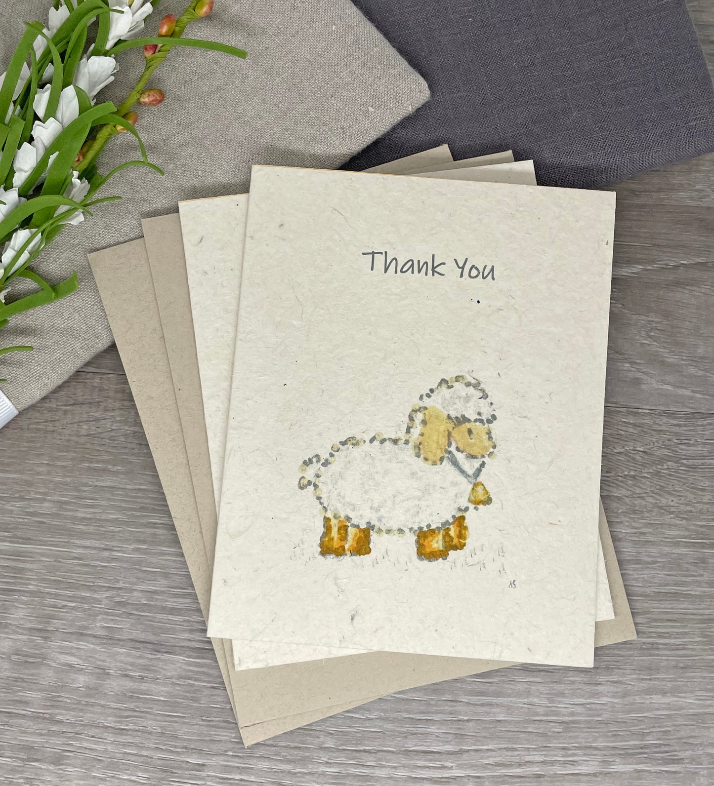 Baby Shower Card. baby shower gift. Plantable Seed Paper. Thank you. Wildflower seed paper. lamb. wildflowers. 