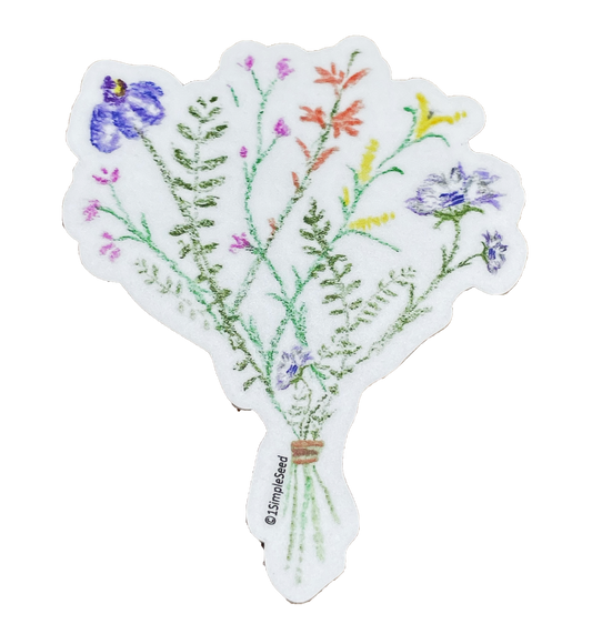 Wildflower Bouquet. Sticker. Birthday. gift. celebration. anniversary. baby shower. bridal shower. stickers for water bottle.