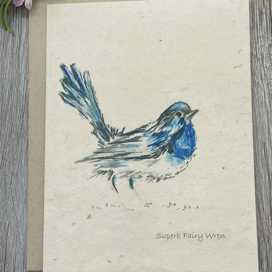Birds. Wren. Fairy Wren. Plantable Paper. Wildflowers. Plantable Card.  Seed Paper