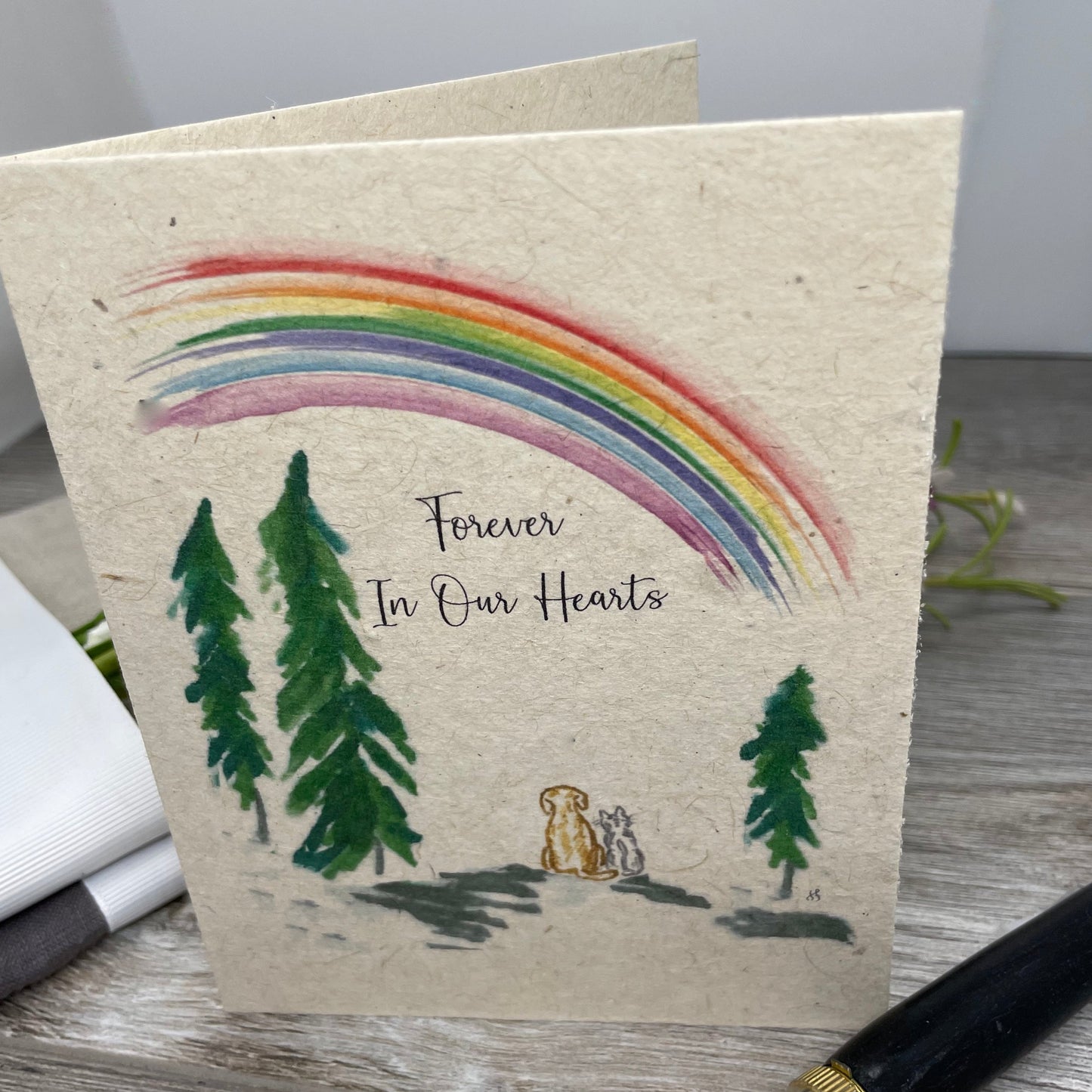 Pet Sympathy | Plantable Card | Hand Drawn | Wildflower Seed Paper | Dog Cat